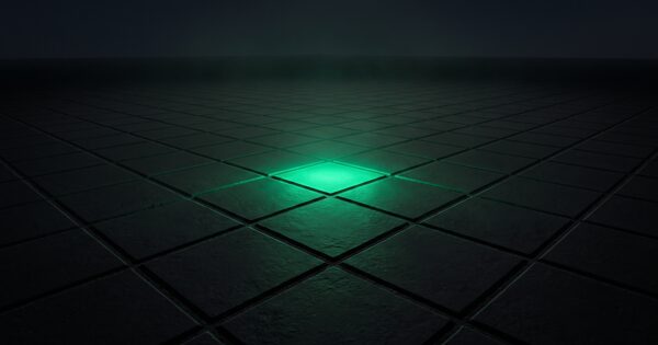 Grelha de quadrados escuros com um único quadrado aceso a verde: o Pixel da Meta a registar uma conversão no site